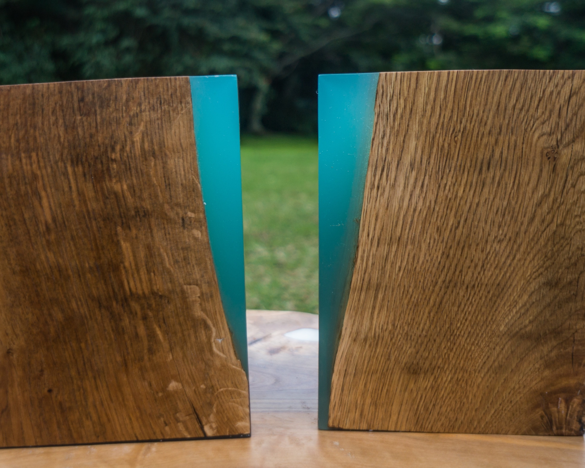 Oak and Turquoise Lampstand