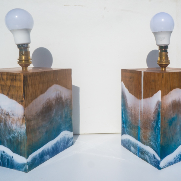 Oak and Wave Lampstand