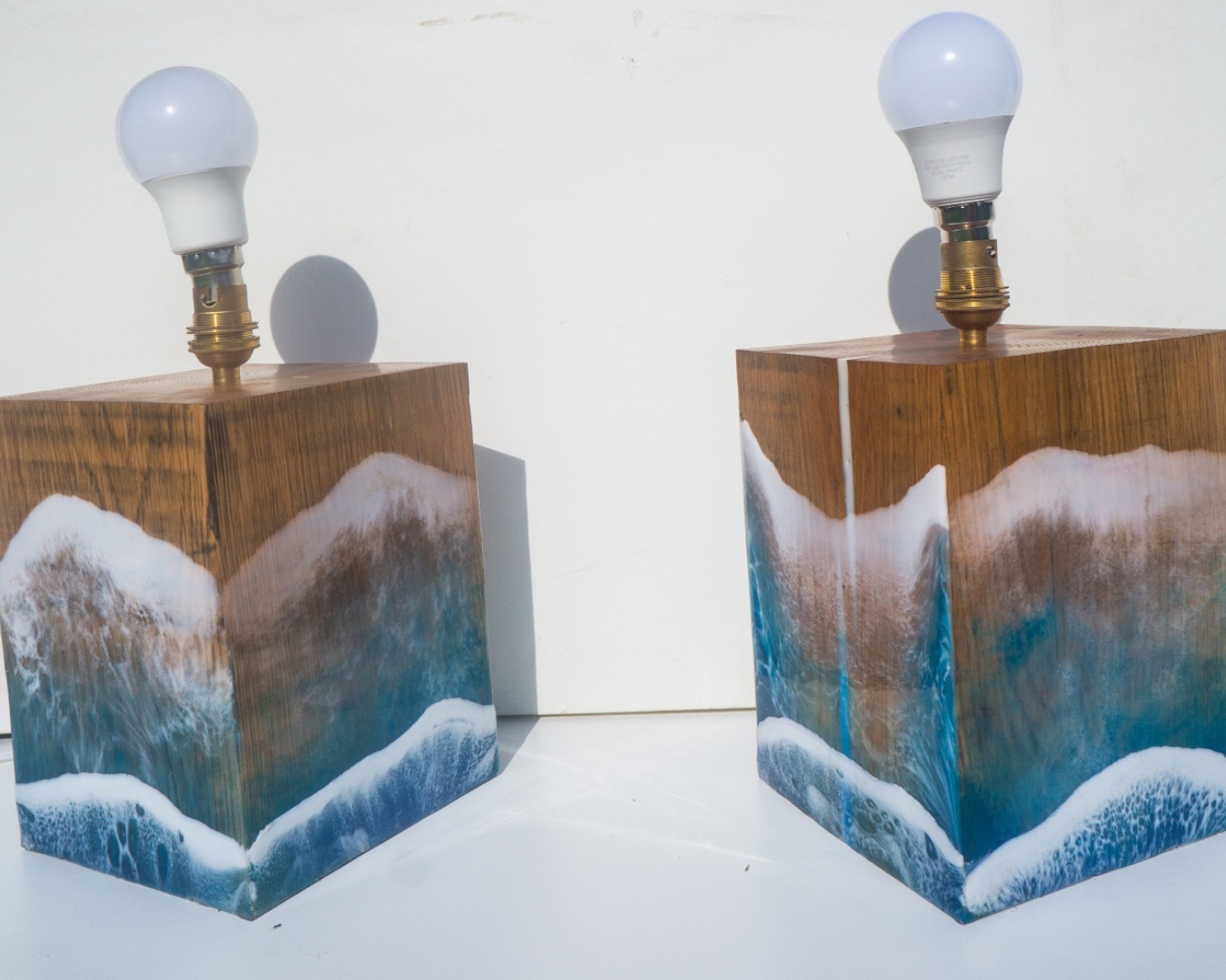 Oak and Wave Lampstand